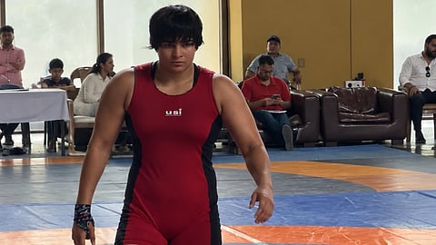 Kajal during the selection trials at IG Stadium, New Delhi on Monday
