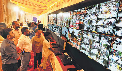 The temple premises and its surrounding areas have been brought under CCTV surveillance as part of security arrangements.