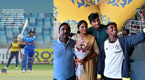 (LEFT) G Kamalini dedicates Asia Cup win for her late father Gunalan on Instagram; Gunalan, Saranya, Dominic Kishore and Kamalini