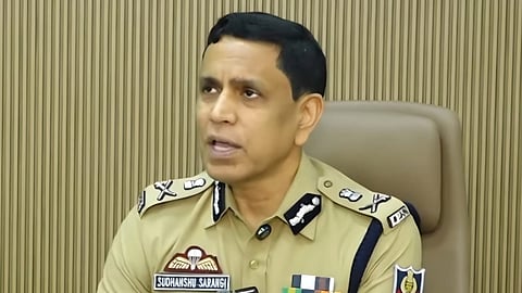 Fire Service DG Sudhanshu Sarangi addressing mediapersons