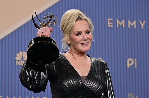 US actress Jean Smart winner of Outstanding Lead Actress in a Comedy Series for "Hacks" poses in the press room during the 78th Primetime Emmy Awards at the Peacock Theatre at LA Live in Los Angeles on September 14, 2026.