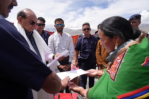 Delhi’s former Lt. Governor V.K. Saxena, and now of Ladakh is on water campaign by his travels through villages and remote settlements . 