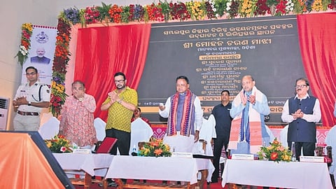 CM Mohan Charan Majhi launching a project at the event in Sambalpur.