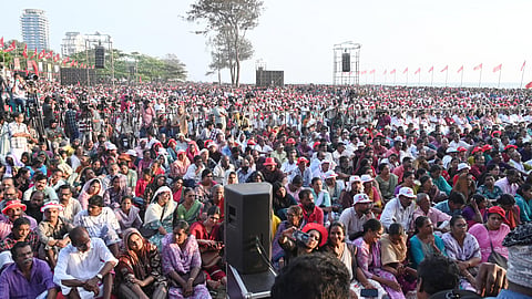The audience at the public rally held at the Kozhikode beach.