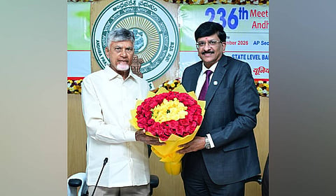
CM Nara Chandrababu Naidu during 236th SLBC meeting at Secretariat on Wednesday. 