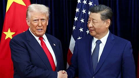 US president Donald Trump with Chinese president Xi.