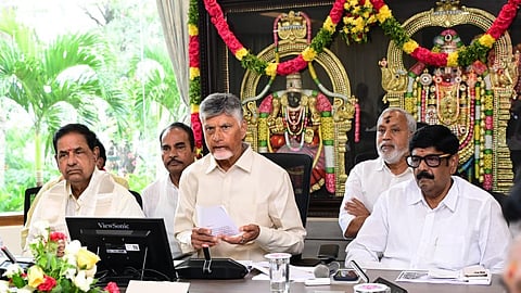 CM Nara Chandrababu Naidu during a review meeting with TTD officials in Tirumala on Wednesday. 