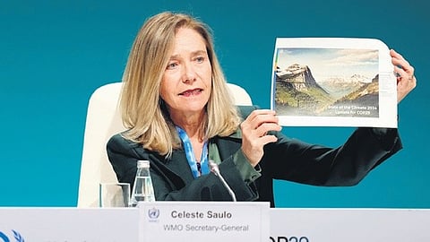 Celeste Saulo, World Meteorological Organization secretary-general, speaks.