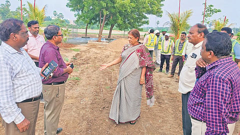 ADC Chairperson and Managing Director D Lakshmi Parthasarathi inspects the newly commissioned central nursery on Thursday 