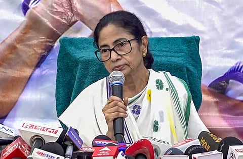 Former West Bengal chief minister and TMC President Mamata Banerjee addresses a press conference, in Kolkata, Friday, Sept. 18, 2026.