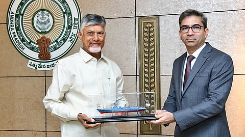 Chief Minister Naidu exchanging MoU emphasised that Andhra Pradesh will leverage its long coastline and strategic location to drive maritime growth. 