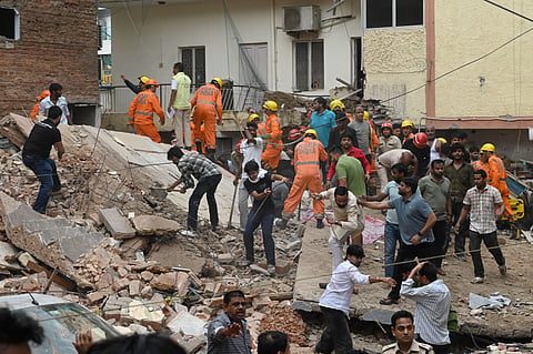 PG building collapse site at Satya Niketan