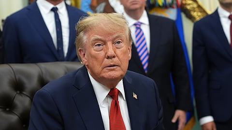 US President Donald Trump listens during an event in the Oval Office of the White House, Friday, Sept. 18, 2026, in Washington.