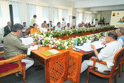 Chief Minister DK Shivakumar chairs the cabinet meeting in Mangaluru on Friday