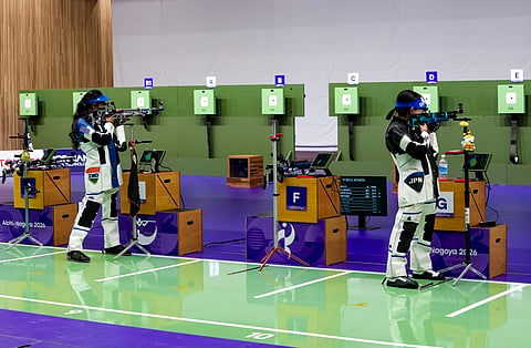 Shooters during Sunday's 10m air rifle final on Sunday