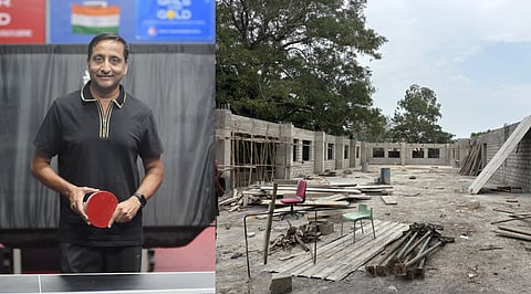 TT coach S Raman; Image of the global centre of excellence under construction 