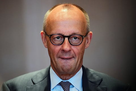 German Chancellor Friedrich Merz arrives for the Cabinet meeting at the Chancellery in Berlin, Germany, Wednesday, Sept. 16, 2026.