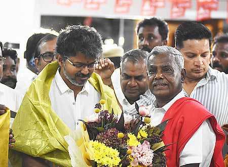 CPM state secretary P Shanmugam with TN CM Vijay.