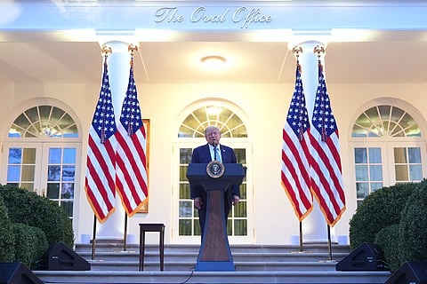 US President Donald Trump returned to the White House on Saturday evening after an overnight stay at Camp David.