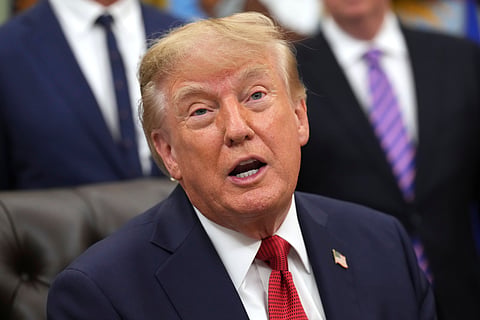 President Donald Trump speaks during an event about healthcare in the Oval Office of the White House, Friday Sept. 18, 2026, in Washington. 