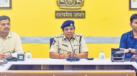 Cybercrimes DCP K Krishna Prasanna addressing the media  