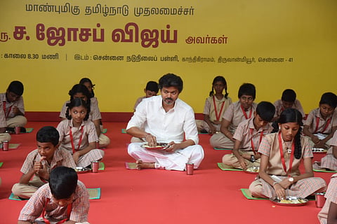 Tamil Nadu CM C Joseph Vijay launches expanded breakfast scheme for Classes VI-VIII students.