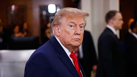 United States President Donald Trump arrives for the 81st session of the United Nations General Assembly at United Nations headquarters, Tuesday, Sept. 22, 2026.