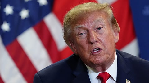 President Donald Trump speaks as he meets with Britain's Prime Minister Andy Burnham during the United Nations General Assembly, Tuesday, Sept. 22, 2026, at the UN headquarters. 