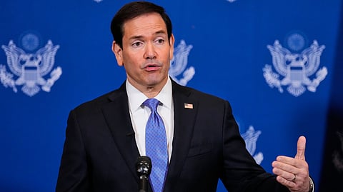 United States Secretary of State Marco Rubio speaks to the media after meeting with Russian Foreign Minister Sergey Lavrov, Wednesday, Sept. 23, 2026, in New York.
