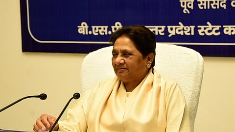 BSP National President Mayawati during a meeting with senior office bearers in Lucknow.