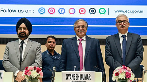  Chief Election Commissioner Gyanesh Kumar, along with Election Commissioners Sukhbir Singh Sandhu and Vivek Joshi.
