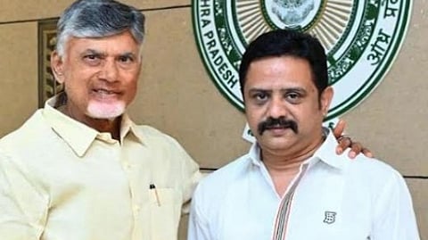 AP State Film, Television and Theatre Development Corporation Chairman P Bharath Bhushan along with CM
