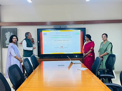 Science and Technology Minister Arjun Modhwadia launched the AI Green Citizen Score App, a digital platform that tracks and rewards citizens for environment-friendly activities