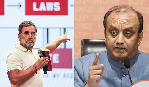 Congress leader Rahul Gandhi (L) and BJP spokesperson Sudhanshu Trivedi.