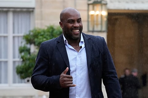 French judo champion Teddy Riner arrives at the Elysee Palace before a state dinner hosted by French President Emmanuel Macron for Brazil’s President Luiz Inacio Lula da Silva Thursday, June 5, 2025 in Paris.