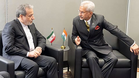 External Affairs Minister S Jaishankar with Iranian Foreign Minister Abbas Araghchi.
