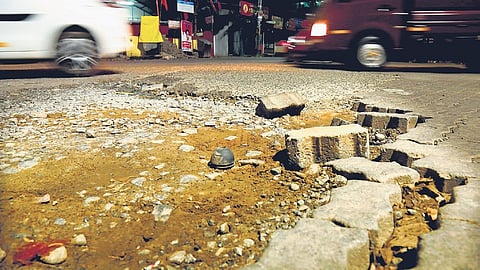 A damaged stretch on Kattunkal-Pachalam Road.