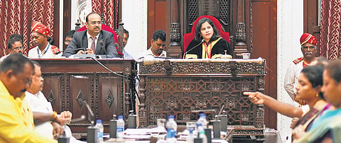 Mayor R Priya chairs the GCC council meeting at Ripon Building on Friday 
