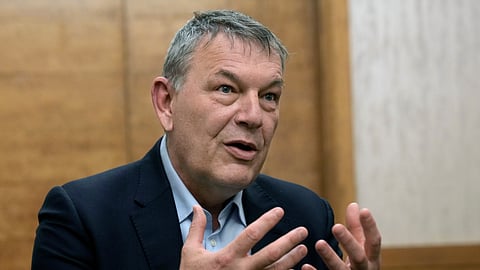 FILE - Commissioner-General of the U.N. agency for Palestinian Refugees Philippe Lazzarini speaks during an interview with The Associated Press in Beirut, Feb. 6, 2025.