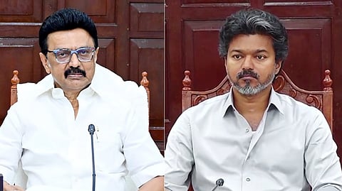 (L-R) DMK President MK Stalin and Tamil Nadu Chief Minister C Joseph Vijay.