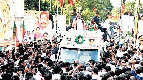AIADMK leader Edappadi K Palaniswami campaigning in Madurantakam 
