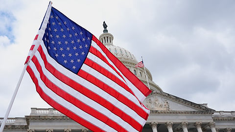 The US flag flies in front of the Capitol on June 8, 2026, in Washington.