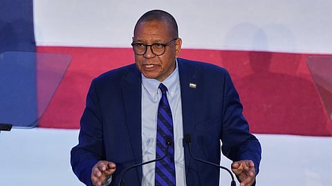 New Jersey Democratic Lt. Governor elect Dale Caldwell speaks during an election night party in East Brunswick, N.J., Nov. 4, 2025