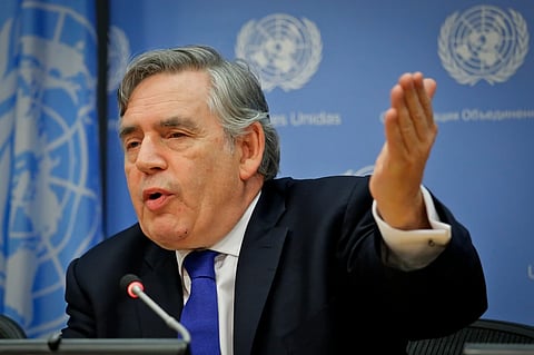 Gordon Brown, United Nations Special Envoy for Global Education and former Prime Minister of the United Kingdom, holds a news conference at U.N. headquarters, Sept. 16, 2016.