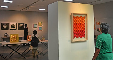Visitors at Ishan Gupta's ‘An Origami Odyssey’