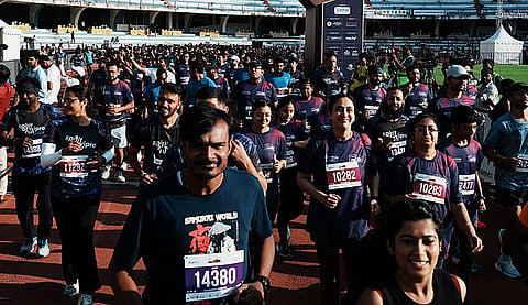 Participants at the Sree Kanteerava Stadium in Bengaluru on Sunday