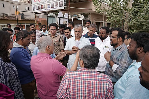 GBA Chief Commissioner Maheshwar Rao inspects road construction works at Gunjur Junction on Saturday  