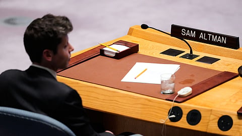 Sam Altman, CEO of OpenAI, listens during a Security Council meeting on artificial intelligence at the 81st session of the United Nations General Assembly at United Nations headquarters, Wednesday, Sept. 23, 2026. 