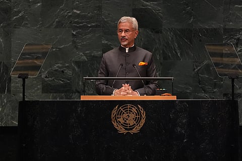 Foreign Minister Subrahmanyam Jaishankar speaks during the 81st session of the United Nations General Assembly at United Nations headquarters, Saturday, Sept. 26, 2026