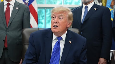 US President Donald Trump speaks in the Oval Office of the White House, Monday, Sept. 28, 2026, in Washington.